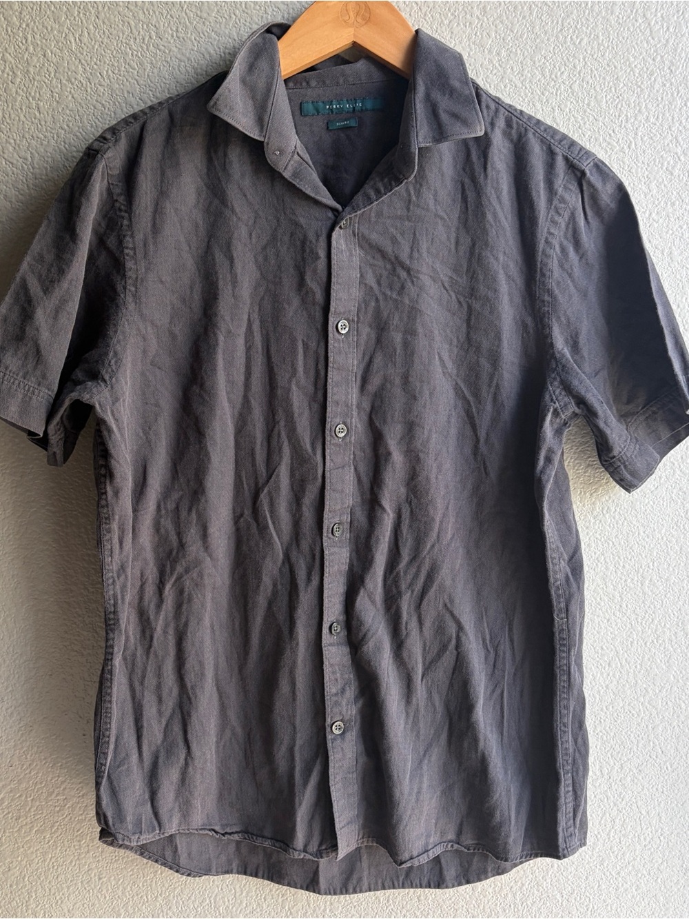 Perry Ellis medium Short-Sleeve Button-Down Shirt - Charcoal Gray
